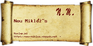 Neu Miklós névjegykártya
