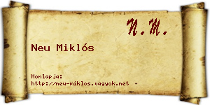 Neu Miklós névjegykártya